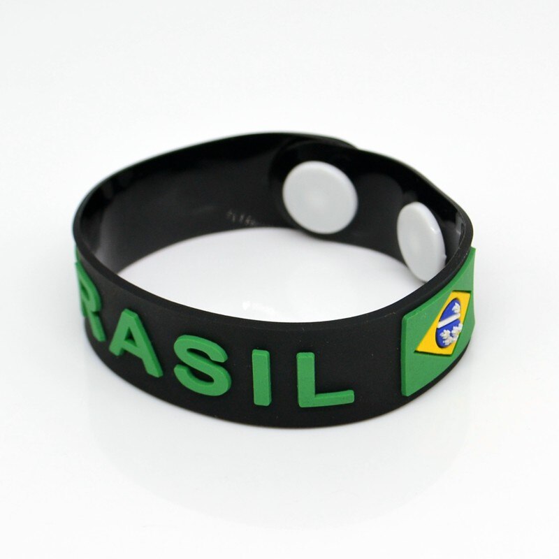 Sport Brazil National Team Soccer Football Fans Bracelets Brazilian Flag Wristband Rubber Fashion Jewelry