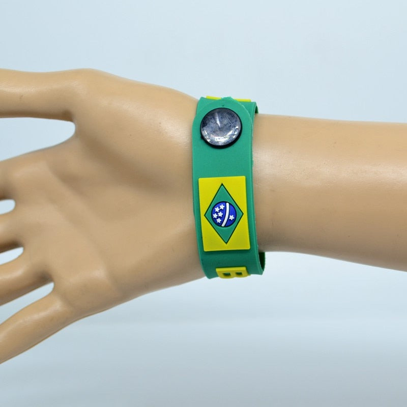 Sport Brazil National Team Soccer Football Fans Bracelets Brazilian Flag Wristband Rubber Fashion Jewelry