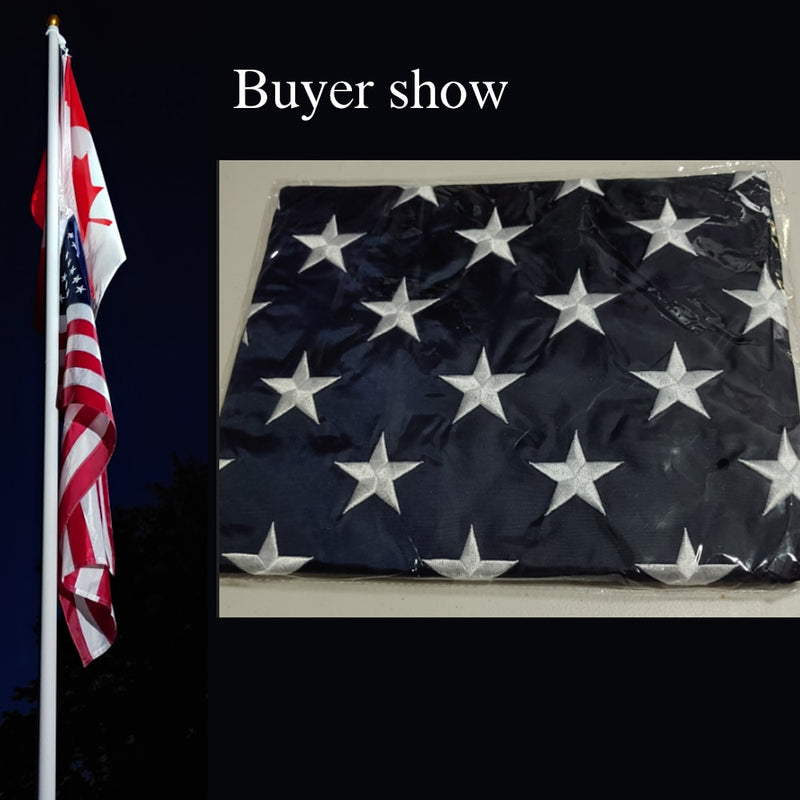 35.4X59 inch Embroidered American Flag Independence Day Outdoor USA Flag Waterproof Nylon Sewn Stripes Brass Grommets 90*150cm