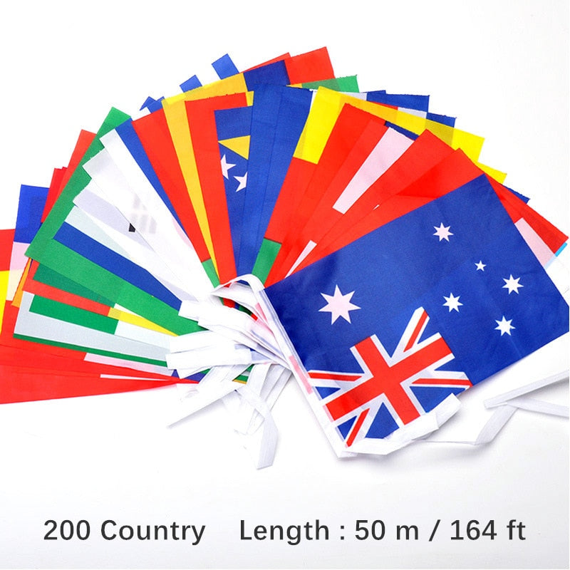 50/100/200 Countries Flag 1 string Hanging Flag Banner International World Flags Bunting Banner Rainbow Flag For Party Decor