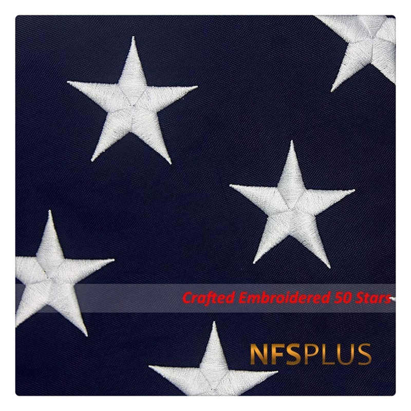 Embroidered Stars USA Flag United States 3x5 4x6 5x8 6x10 ft Sewn Stripes Brass Grommets Decoration American Flags And Banners