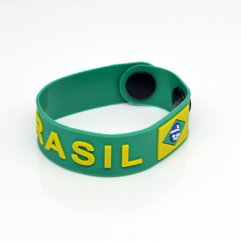 Sport Brazil National Team Soccer Football Fans Bracelets Brazilian Flag Wristband Rubber Fashion Jewelry