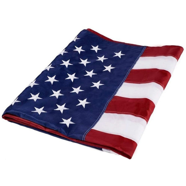 35.4X59 inch Embroidered American Flag Independence Day Outdoor USA Flag Waterproof Nylon Sewn Stripes Brass Grommets 90*150cm