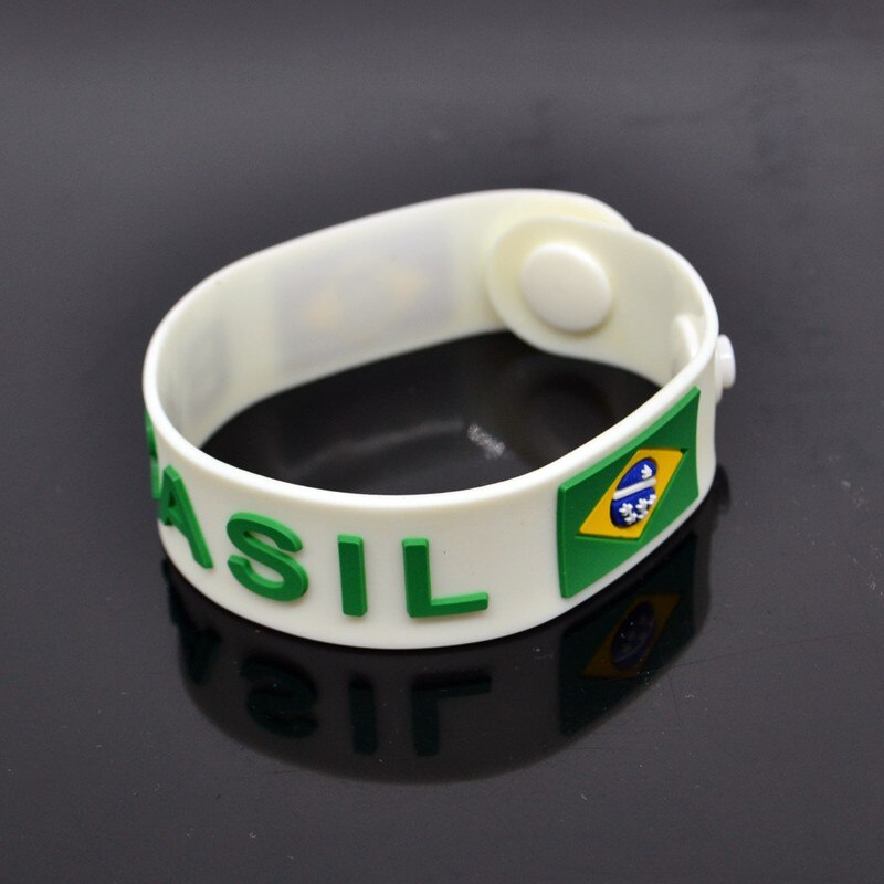 Sport Brazil National Team Soccer Football Fans Bracelets Brazilian Flag Wristband Rubber Fashion Jewelry