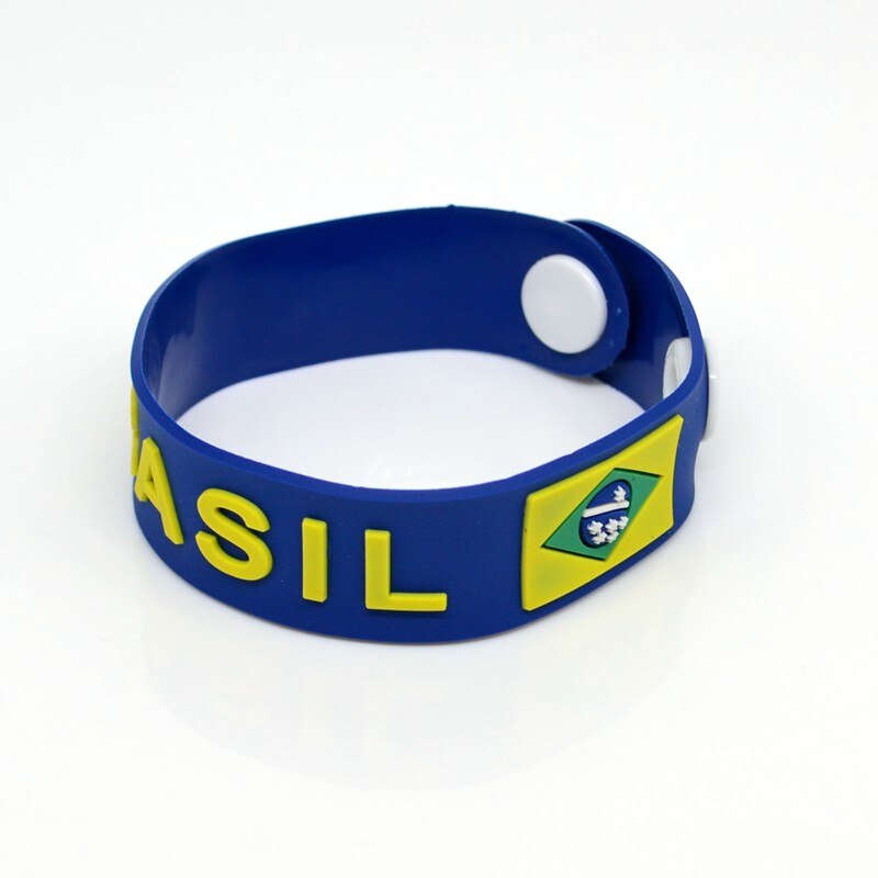 Sport Brazil National Team Soccer Football Fans Bracelets Brazilian Flag Wristband Rubber Fashion Jewelry