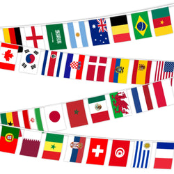 20 Pcs of National Flags Hang On String The Countries Around The World Hanging Banner Outdoor Bunting Worldwide Flag Room Decor