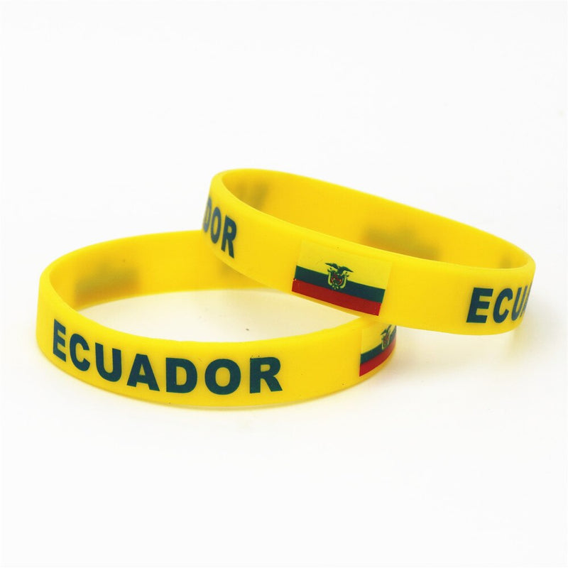 1PC Ecuador Flag Silicone Wristband Football Soccer Team Fans Sport Elastic Country Rubber Bracelet Letter Bangles Armband SH232