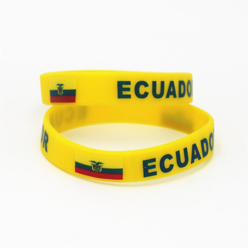 1PC Ecuador Flag Silicone Wristband Football Soccer Team Fans Sport Elastic Country Rubber Bracelet Letter Bangles Armband SH232