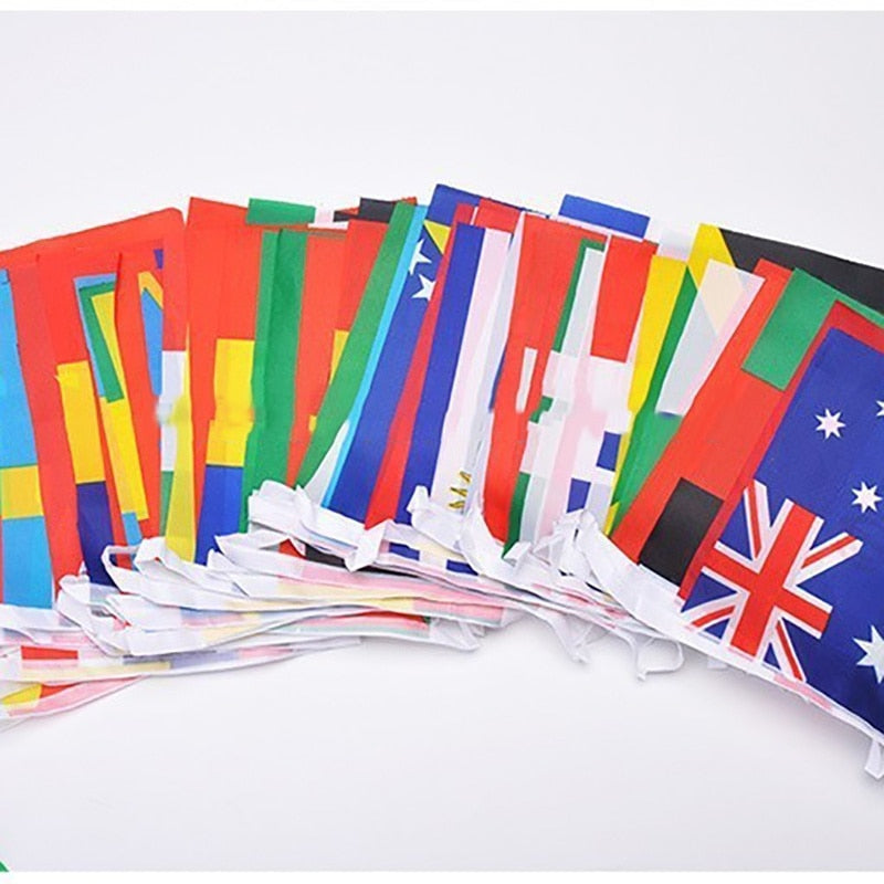 Top 32 Countries Flags Pride Football Banne Hanging Flags Around The World Nations Flag for Games Hanging Pride Flag String Flag