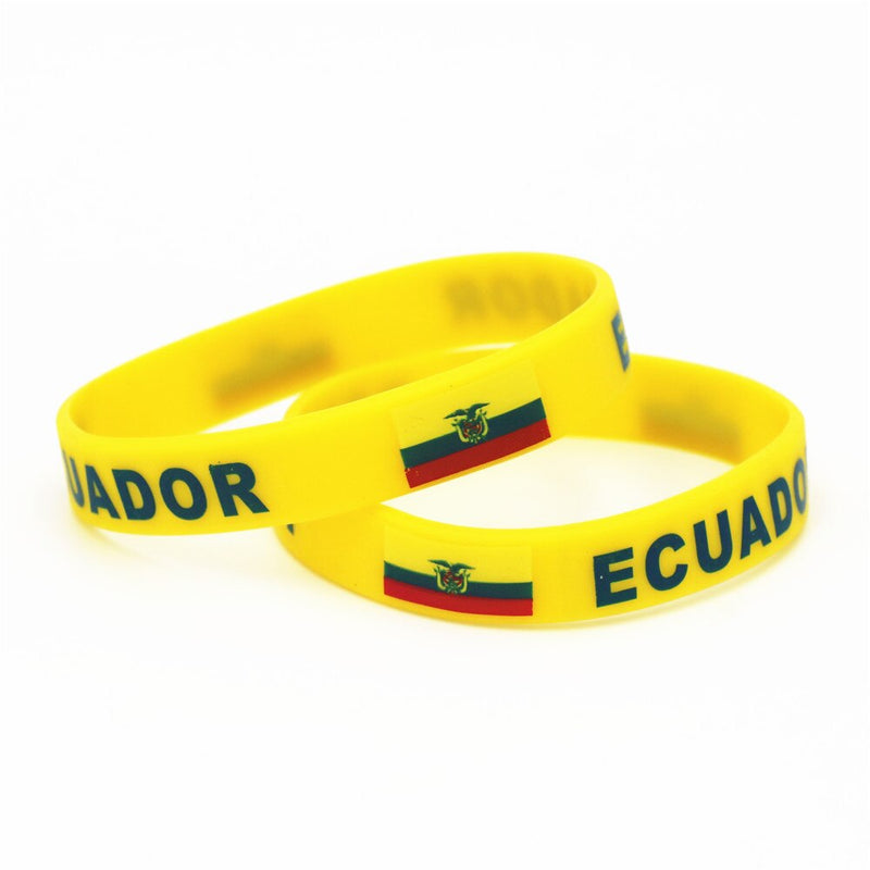 1PC Ecuador Flag Silicone Wristband Football Soccer Team Fans Sport Elastic Country Rubber Bracelet Letter Bangles Armband SH232