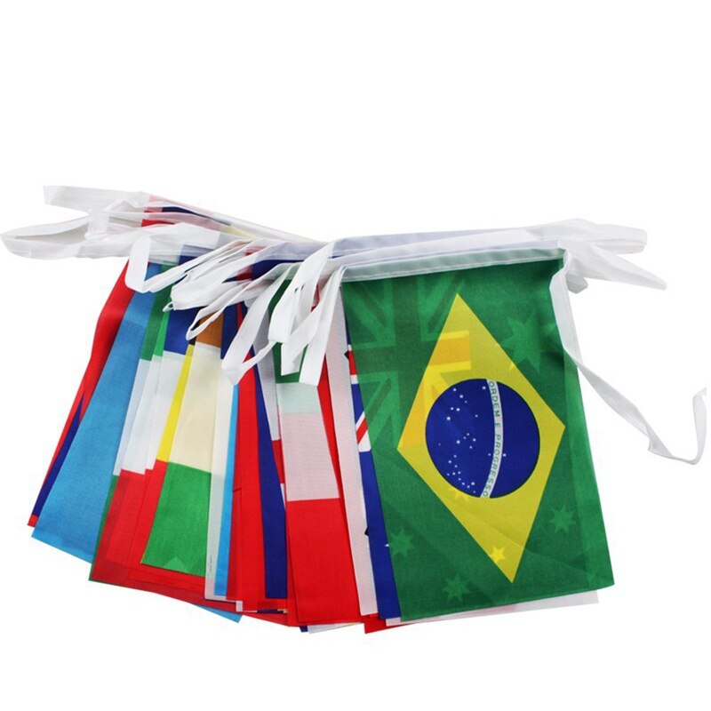 Top 32 Countries Flags Pride Football Banne Hanging Flags Around The World Nations Flag for Games Hanging Pride Flag String Flag