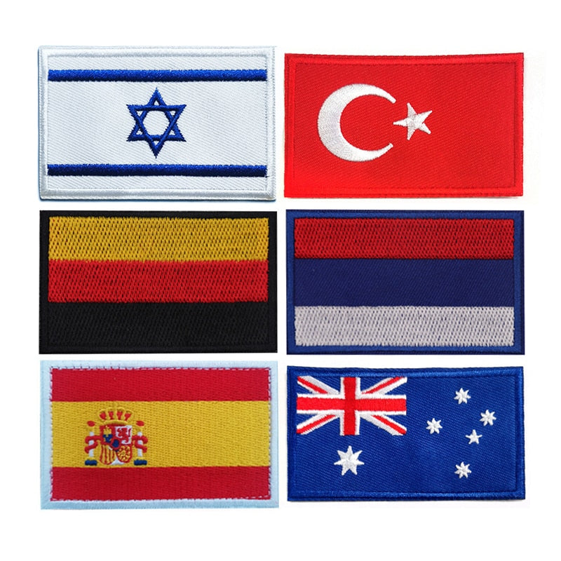 Tactical Military Patch Flag Israel Turkey Germany Russia Spain Australia Usa Switzerland South Korea Badge Embroidered Iron On