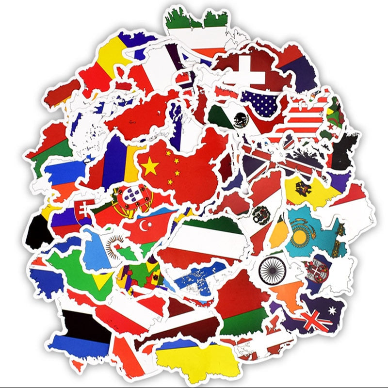 50Pcs Countries National Flag Sticker Toys for Children Soccer Football Fans Decal Scrapbooking Travel case Laptop Stickers