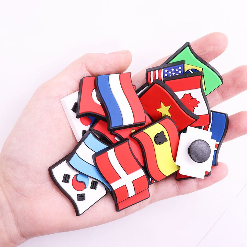 1pcs Shoe Charms Global Country Flags Garden Shoe Accessories Buckle Decorations Fit Croc Wristband JIBZ Kids Party Gift