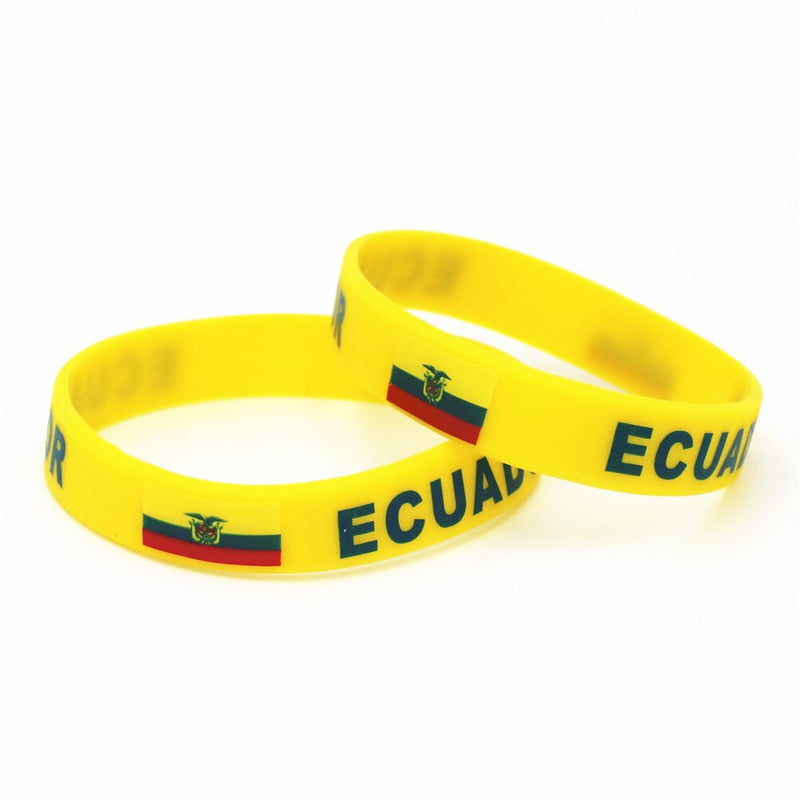 1PC Ecuador Flag Silicone Wristband Football Soccer Team Fans Sport Elastic Country Rubber Bracelet Letter Bangles Armband SH232