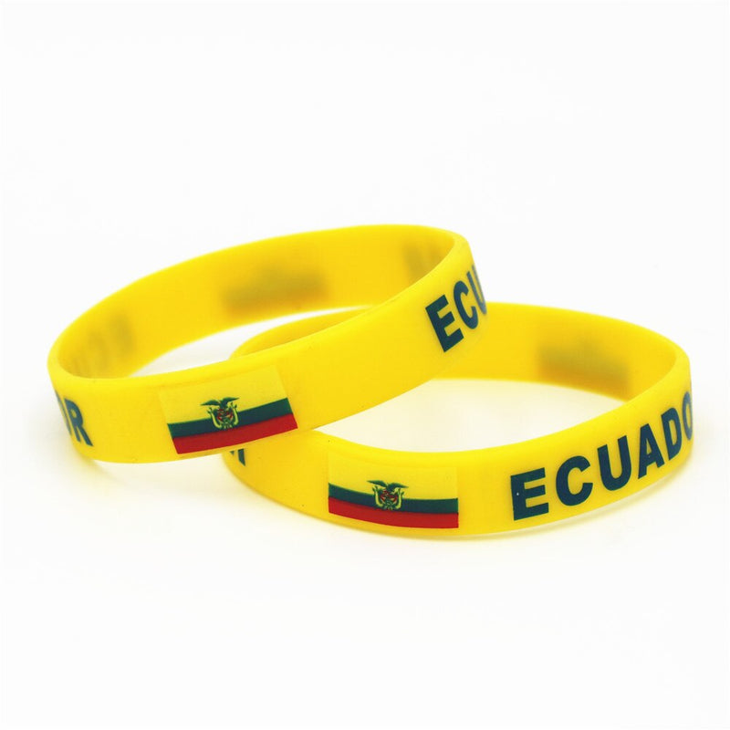 1PC Ecuador Flag Silicone Wristband Football Soccer Team Fans Sport Elastic Country Rubber Bracelet Letter Bangles Armband SH232