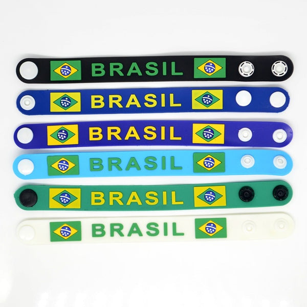 Sport Brazil National Team Soccer Football Fans Bracelets Brazilian Flag Wristband Rubber Fashion Jewelry