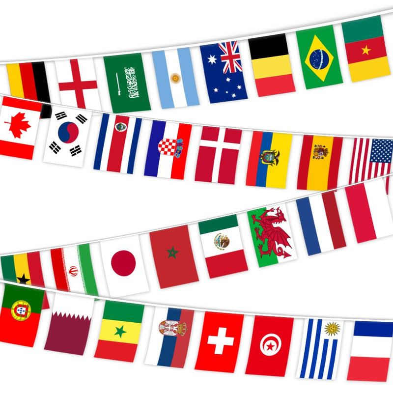 20 Pcs of National Flags Hang On String The Countries Around The World Hanging Banner Outdoor Bunting Worldwide Flag Room Decor