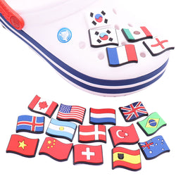 1pcs Shoe Charms Global Country Flags Garden Shoe Accessories Buckle Decorations Fit Croc Wristband JIBZ Kids Party Gift