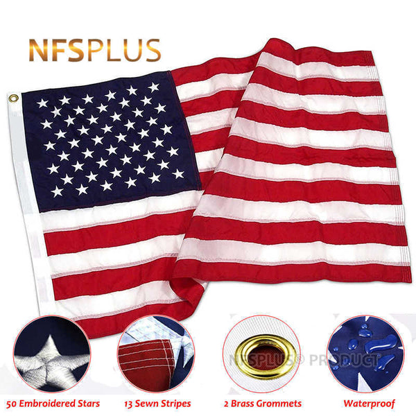 Double Sided USA Flag US Embroidered Stars And Stripes Oxford Fabric Home Outdoor American National Flags Banners United States