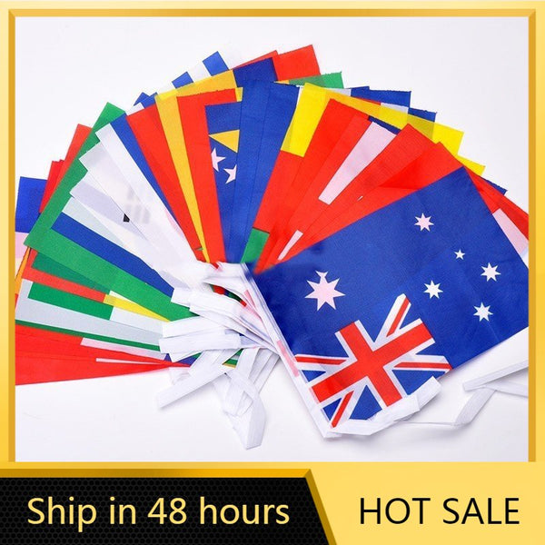 Top 32 Countries Flags Pride Football Banne Hanging Flags Around The World Nations Flag for Games Hanging Pride Flag String Flag